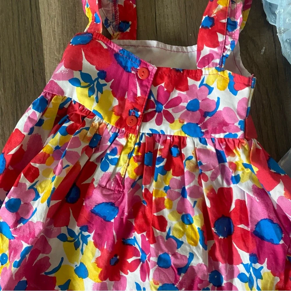 Nanette Baby Light Blue Ruffle Dress and floral red and pink bundle size 12M